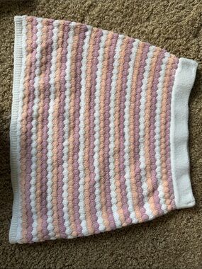 Striped Knit Mini Skirt in Pastel Peach, Pink & White
